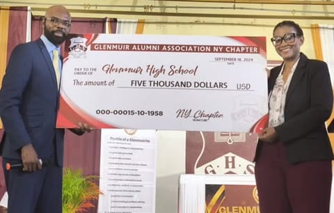 NY Chapter representatives presenting a five thousand dollar check to Glenmuir High School
